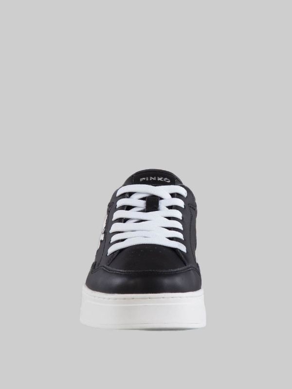 BONDY BLACK LEATHER SNEAKERS WITH "LOVE BIRDS" LOGO