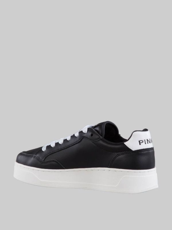 BONDY BLACK LEATHER SNEAKERS WITH "LOVE BIRDS" LOGO