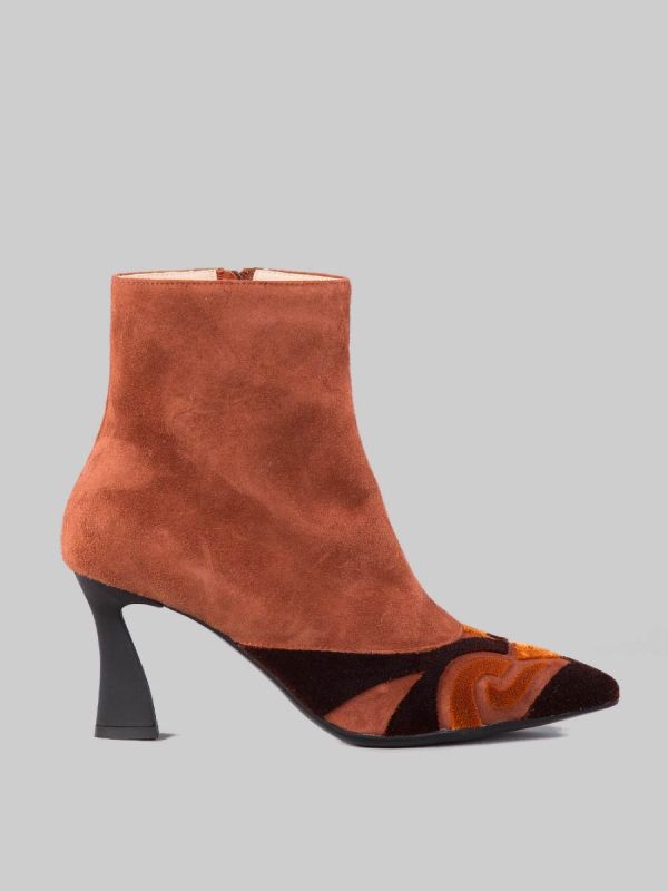 STIVALETTI IN PELLE SCAMOSCIATA CON INSERTI IN VELOUR