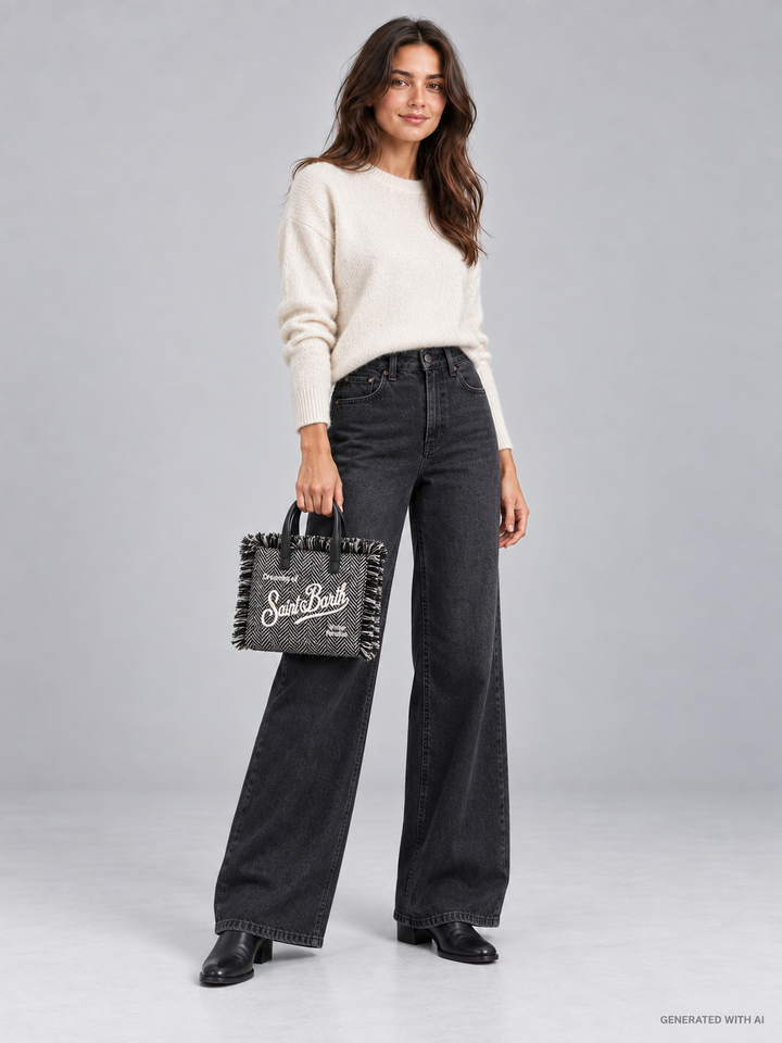 Borsa Vanity mini wool herringbone strass