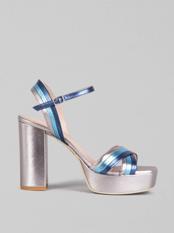 MULTICOLOUR LAMINATED LEATHER SANDALS