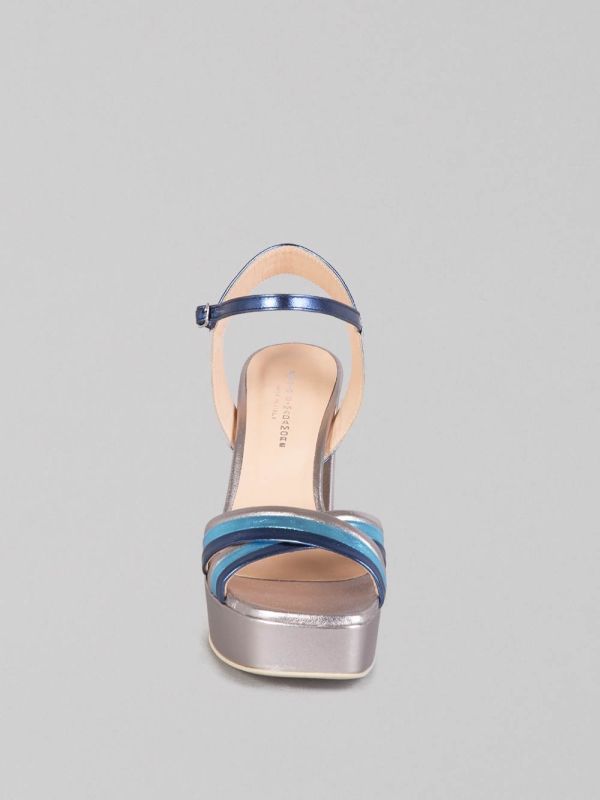 MULTICOLOUR LAMINATED LEATHER SANDALS