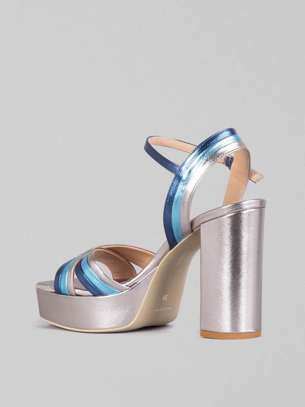 MULTICOLOUR LAMINATED LEATHER SANDALS