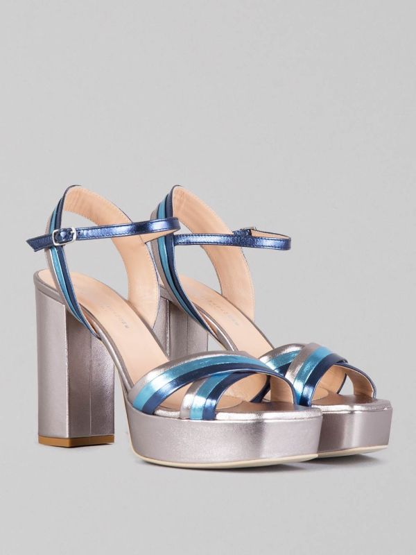 MULTICOLOUR LAMINATED LEATHER SANDALS