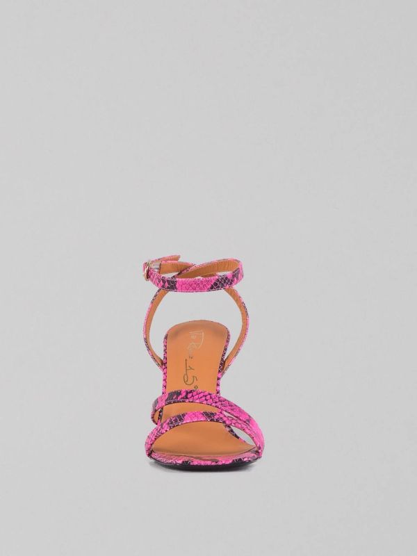FLUORESCENT PYTHON PRINT LEATHER SANDALS