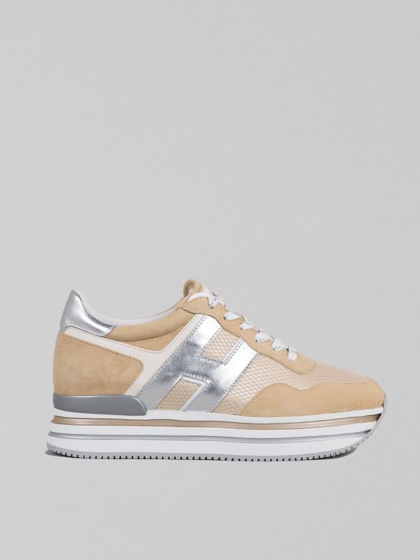 SNEAKER MIDI H222 BEIGE IN SUEDE E RETE TECNICA