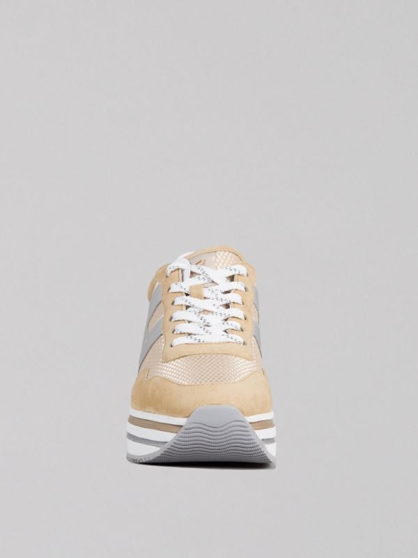 SNEAKER MIDI H222 BEIGE IN SUEDE E RETE TECNICA