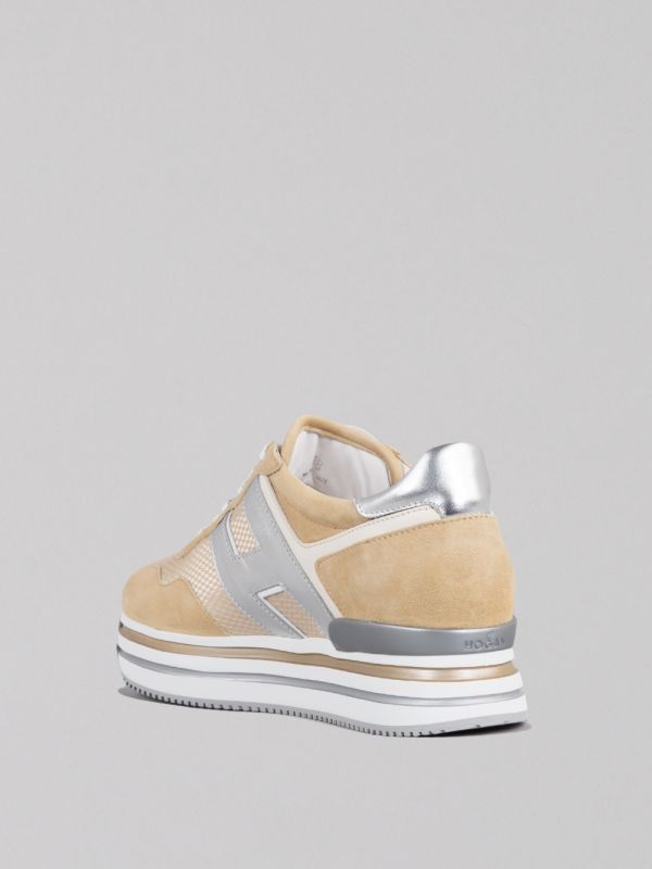 SNEAKER MIDI H222 BEIGE IN SUEDE E RETE TECNICA