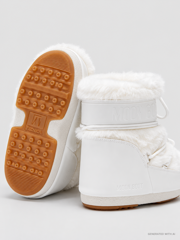 Moon Boot Icon Low in ecopelliccia bianca