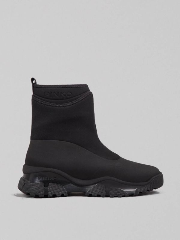 RUBBERIZED LEATHER AND NEOPRENE ANKLE BOOTS
