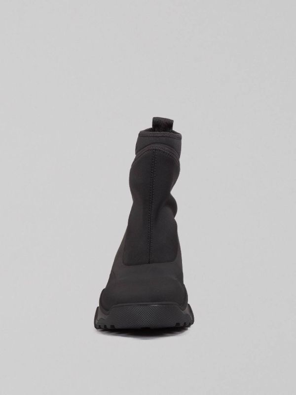 RUBBERIZED LEATHER AND NEOPRENE ANKLE BOOTS