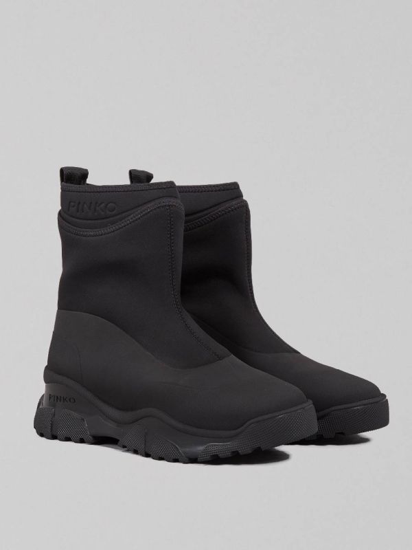 RUBBERIZED LEATHER AND NEOPRENE ANKLE BOOTS