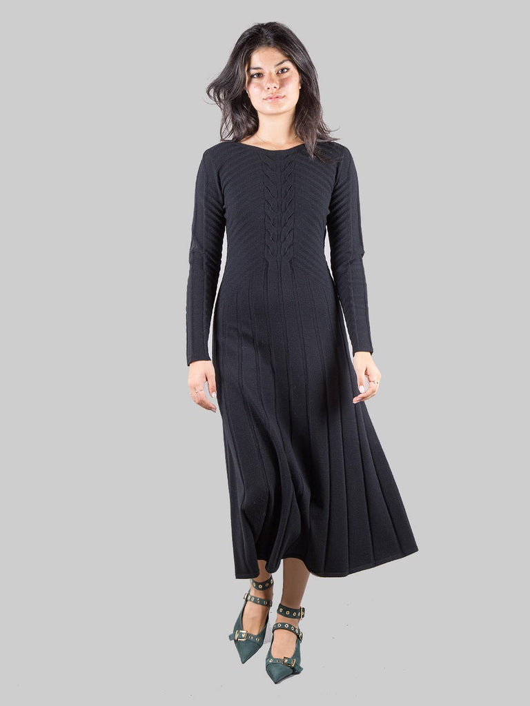 Abito midi da donna a linee A, in maglia a costine, con maniche lunghe, elegante abito a maglia con scollo a barca, per un look femminile, comodo per