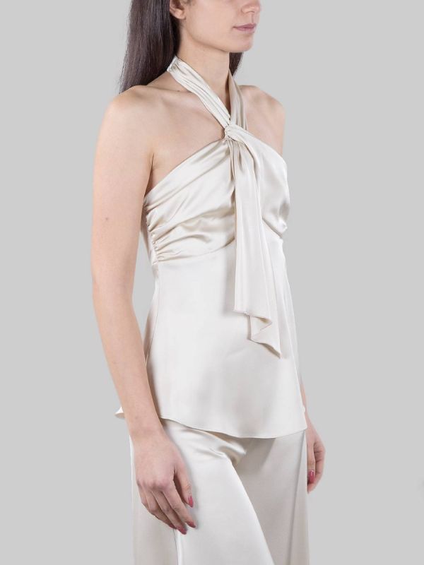 Acquista TOP AVORIO IN RASO FLUIDO CON CHIUSURA AL COLLO di HANITA