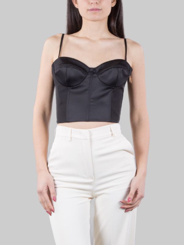 TOP NERO MODELLO BUSTIER CON STRINGHE POSTERIORI