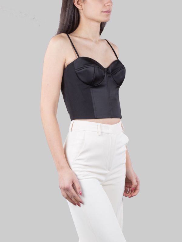 TOP NERO MODELLO BUSTIER CON STRINGHE POSTERIORI