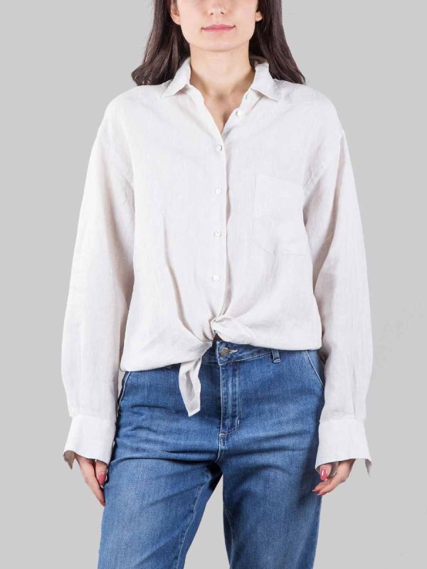 OVERSIZE BEIGE PURE LINEN SHIRT