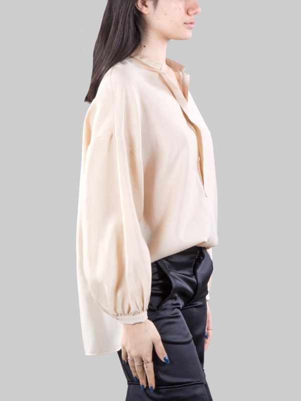 CAMICIA COREANA OVERSIZE IN TESSUTO FLUIDO SABBIA