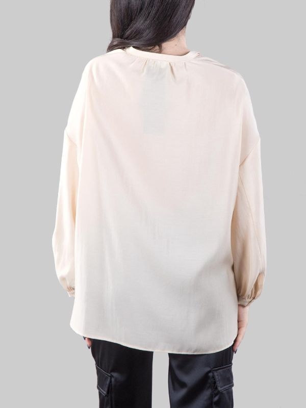 CAMICIA COREANA OVERSIZE IN TESSUTO FLUIDO SABBIA