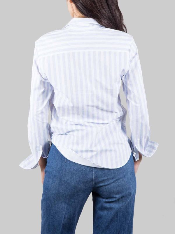 SLIM FIT WHITE AND LIGHT BLUE STRIPED SHIRT