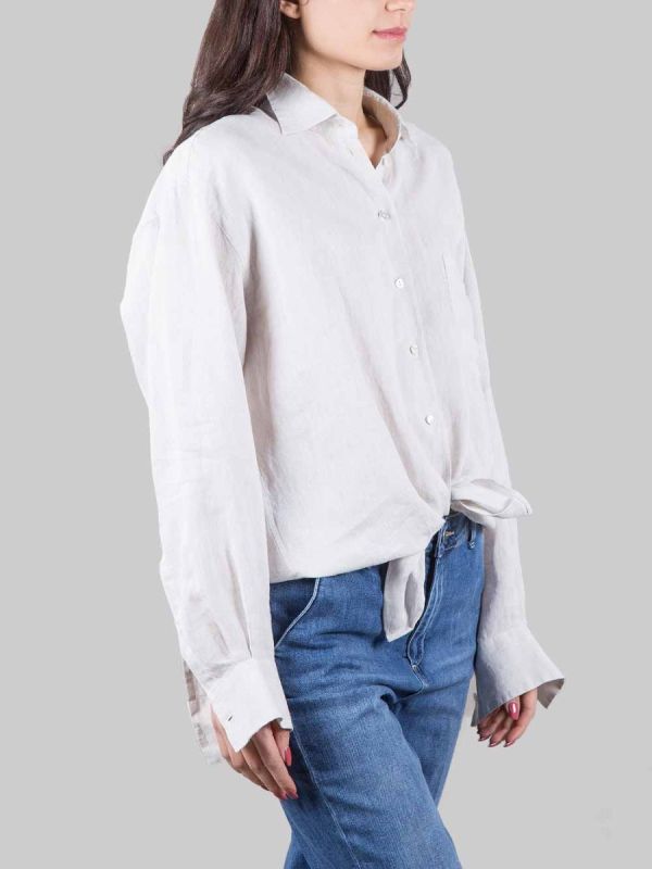 OVERSIZE BEIGE PURE LINEN SHIRT