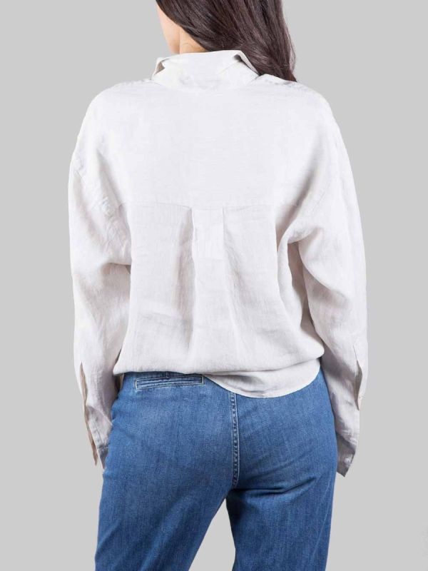 OVERSIZE BEIGE PURE LINEN SHIRT