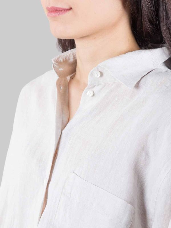 OVERSIZE BEIGE PURE LINEN SHIRT