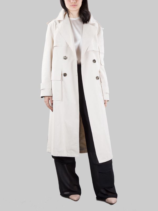 TITANO TRENCH COAT IN BEIGE TECHNICAL COTTON WITH BELT