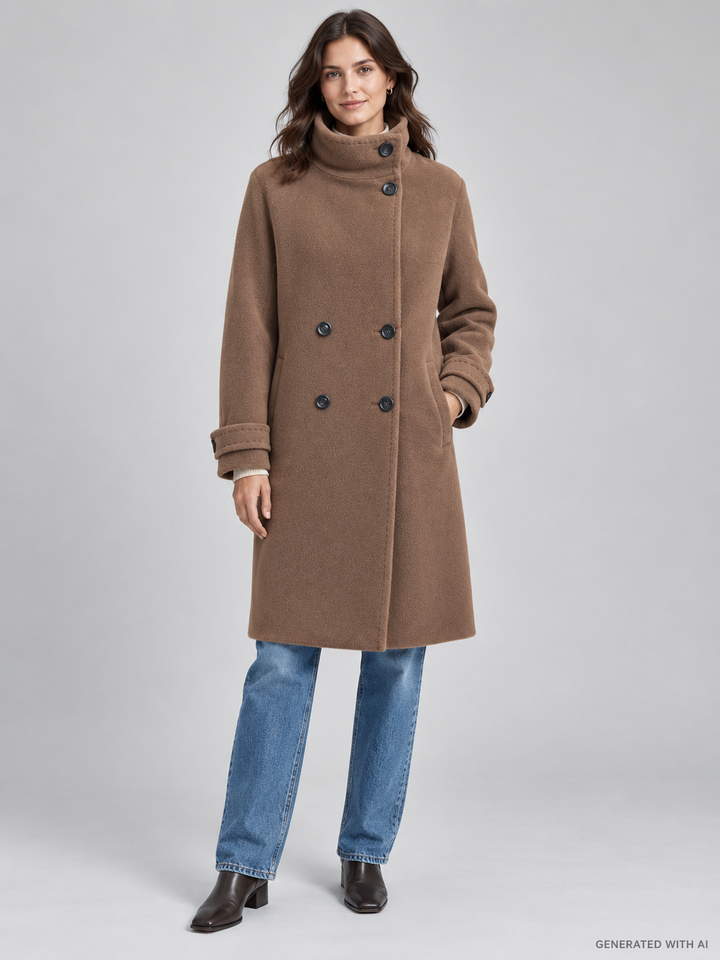 Cappotto color cammello in alpaca e lana vergine