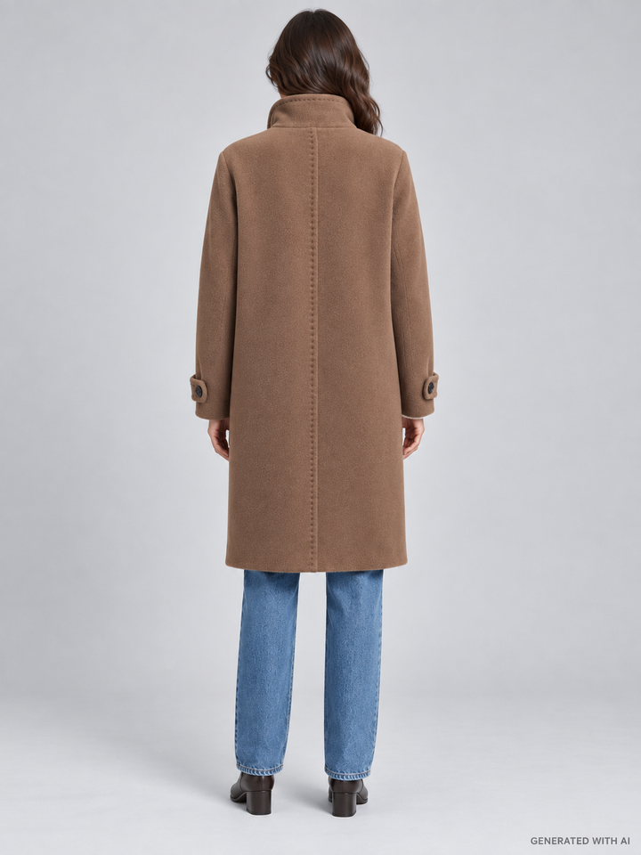 Cappotto color cammello in alpaca e lana vergine