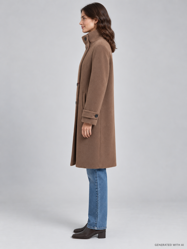 Cappotto color cammello in alpaca e lana vergine