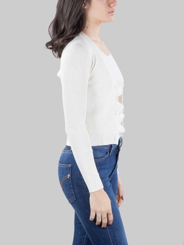 CARDIGAN TILACINO BIANCO CON LOGO TRASPARENTE