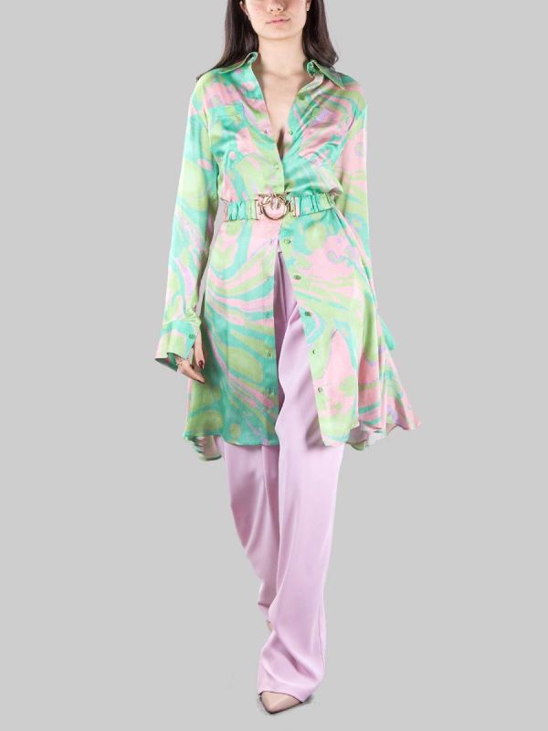 CASSIOPEA PATTERNED CHEMISIER WITH LOVE BIRDS BELT AT THE WAIST