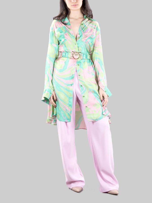 CASSIOPEA PATTERNED CHEMISIER WITH LOVE BIRDS BELT AT THE WAIST