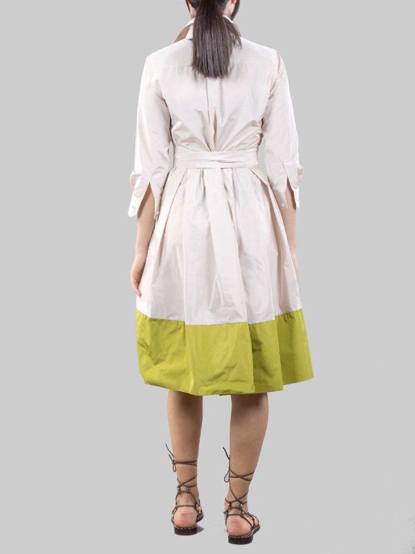 ABITO CHEMISIER ELENA BEIGE E LIME CON CINTURA IN VITA