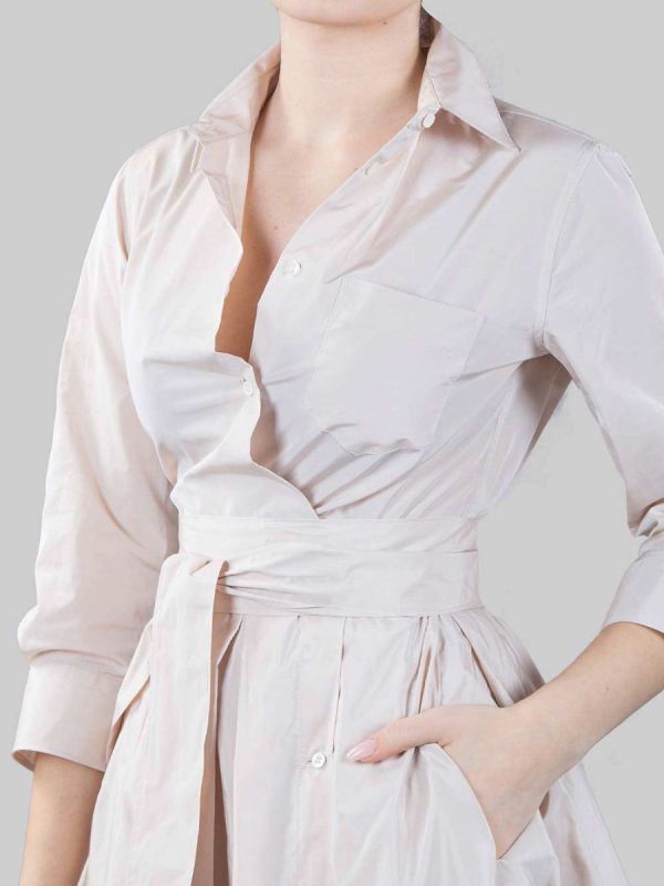 ABITO CHEMISIER ELENA BEIGE E LIME CON CINTURA IN VITA