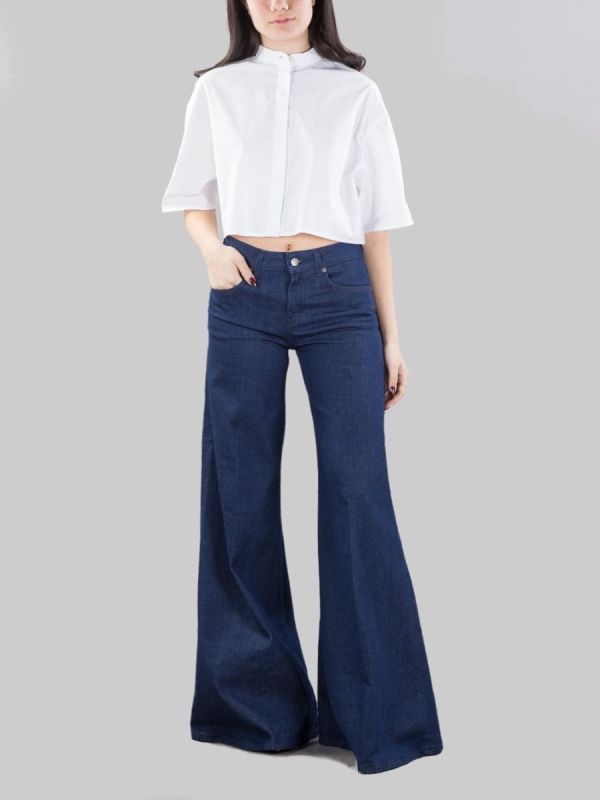 JEANS MARLEN IN COTONE ELASTICIZZATO WIDE LEG
