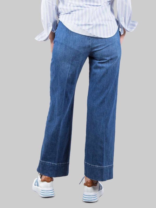 RELAXED JEANS IN STRETCH COTTON WITH ELASTIC WAISTBAND