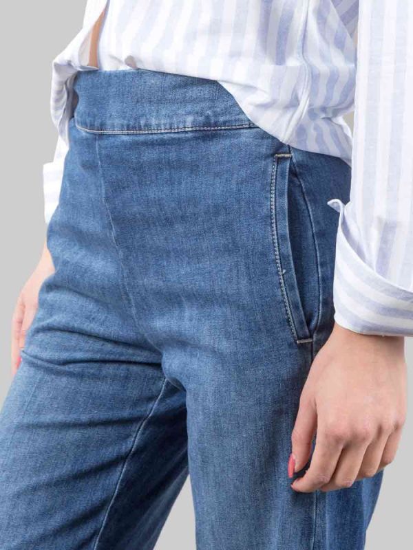RELAXED JEANS IN STRETCH COTTON WITH ELASTIC WAISTBAND