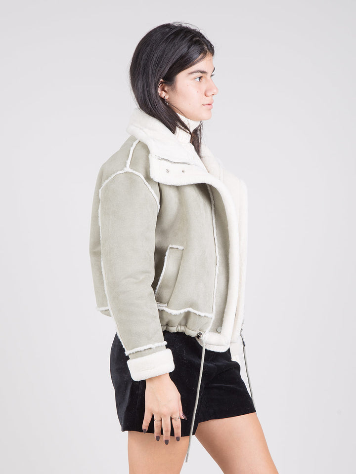 Bomber in eco-sheepskin