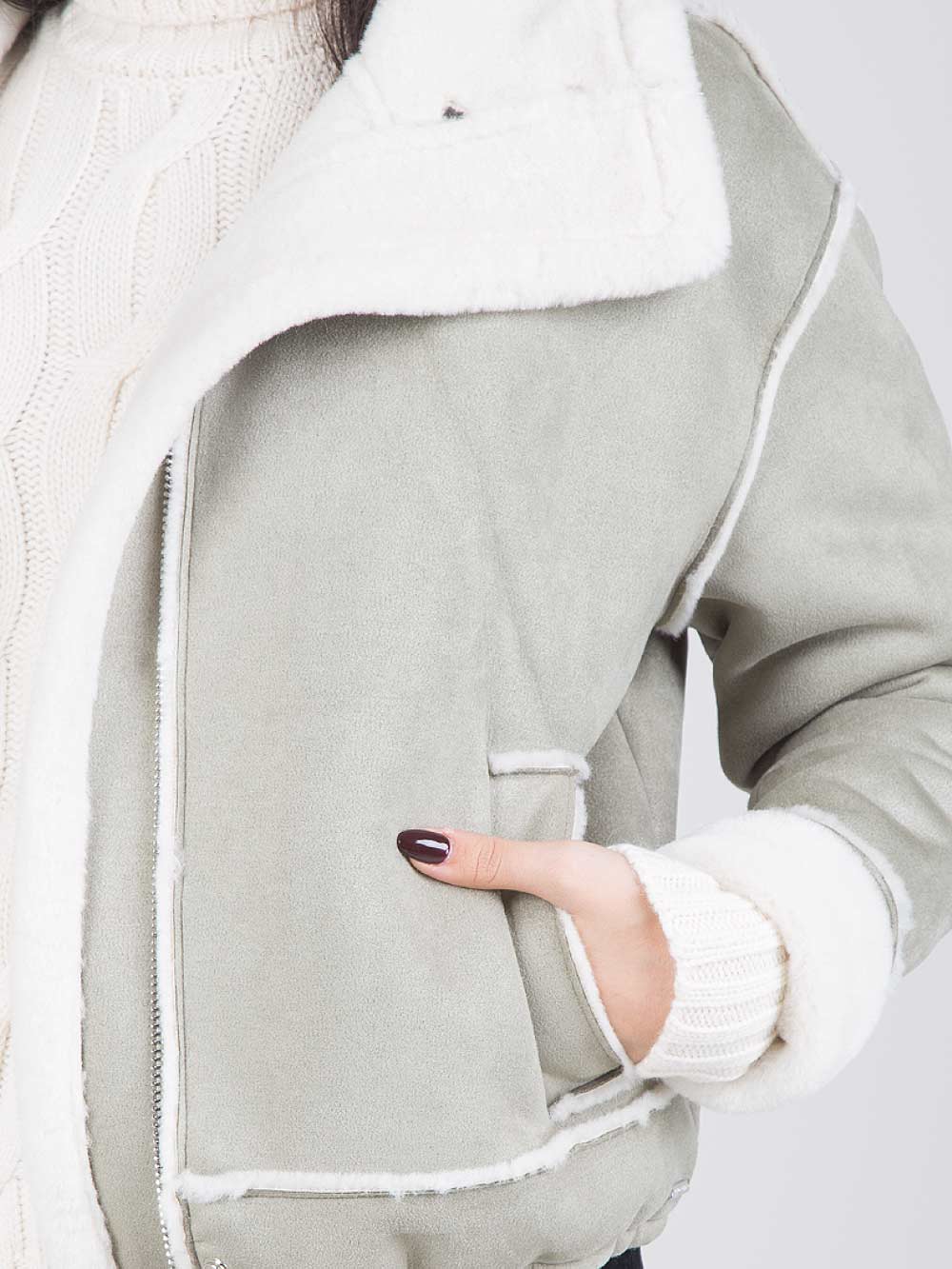 Bomber in eco-sheepskin