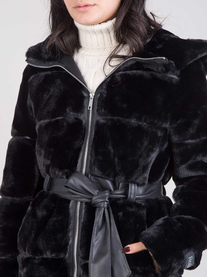 Faux fur with belt
