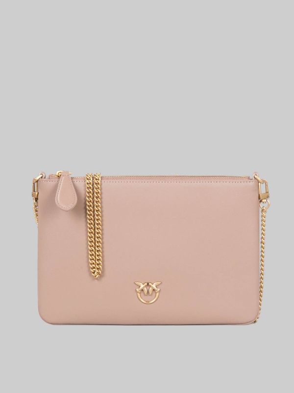FLAT SHOULDER BAG IN BISCUIT LEATHER