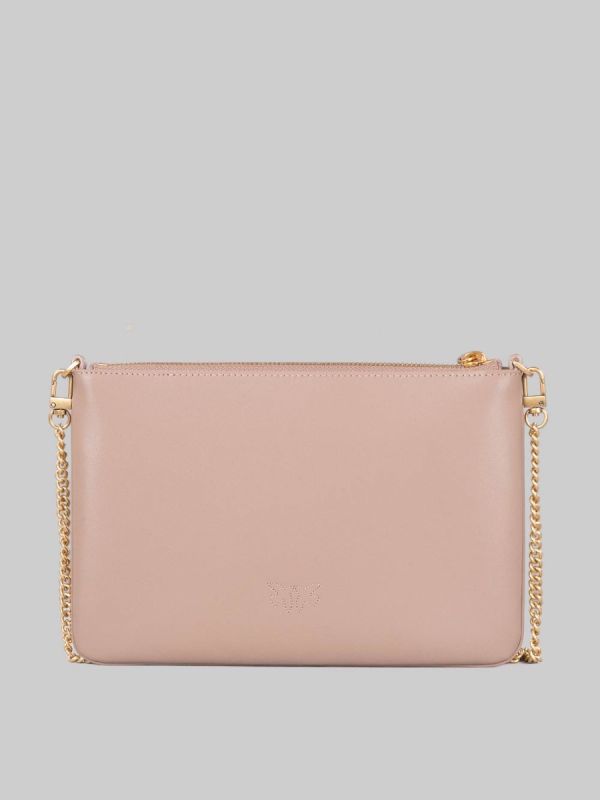 FLAT SHOULDER BAG IN BISCUIT LEATHER