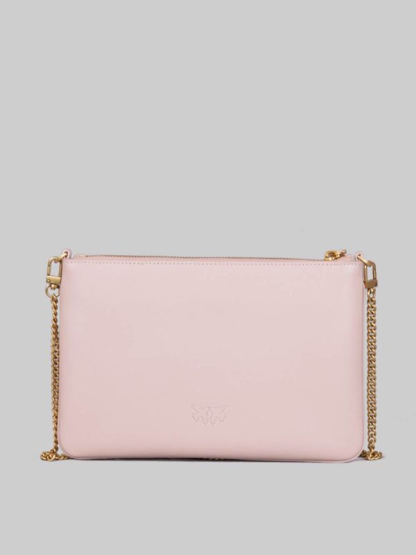 POWDER PINK LEATHER FLAT SHOULDER BAG