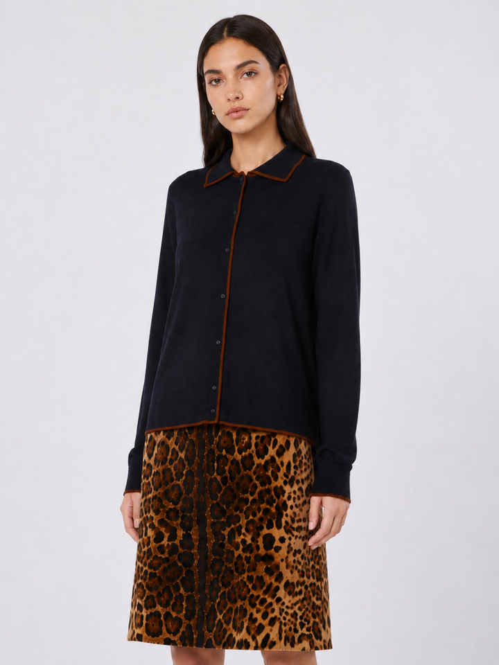 Cardigan in lana e seta