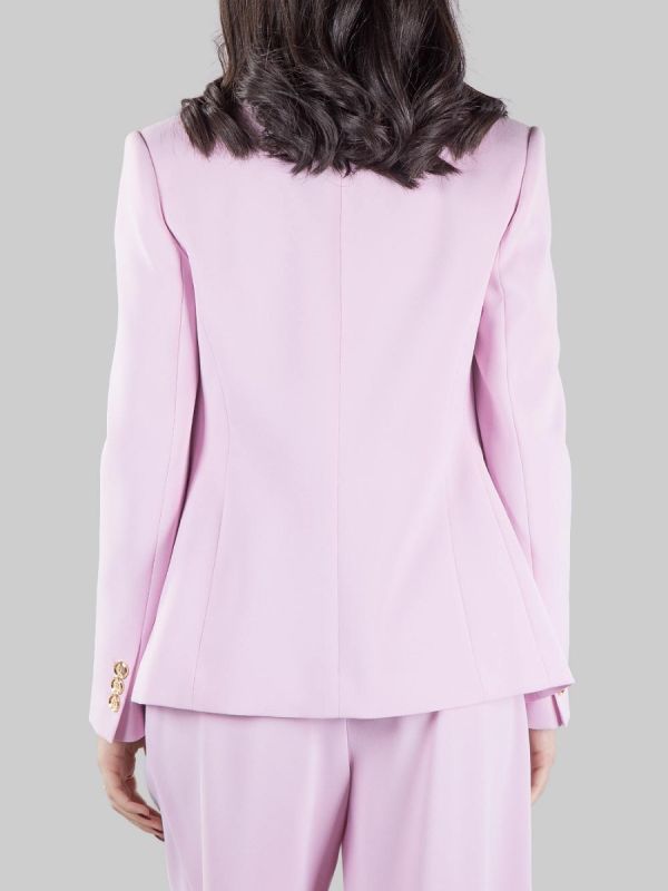 GARNET DOUBLE BREASTED JACKET IN PINK STRETCH CREPE WITH GOLD BUTTONS