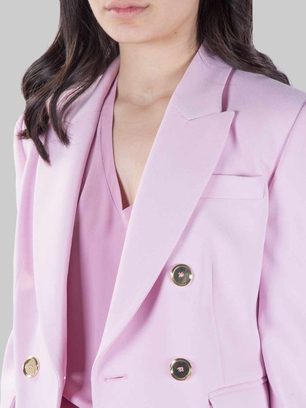 GARNET DOUBLE BREASTED JACKET IN PINK STRETCH CREPE WITH GOLD BUTTONS