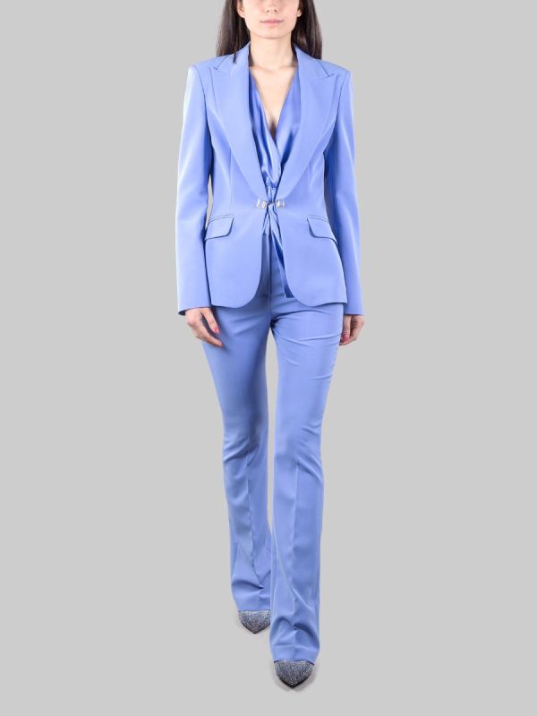 GIACCA MONOPETTO BLU PERVINCA CON BOTTONE GIOIELLO
