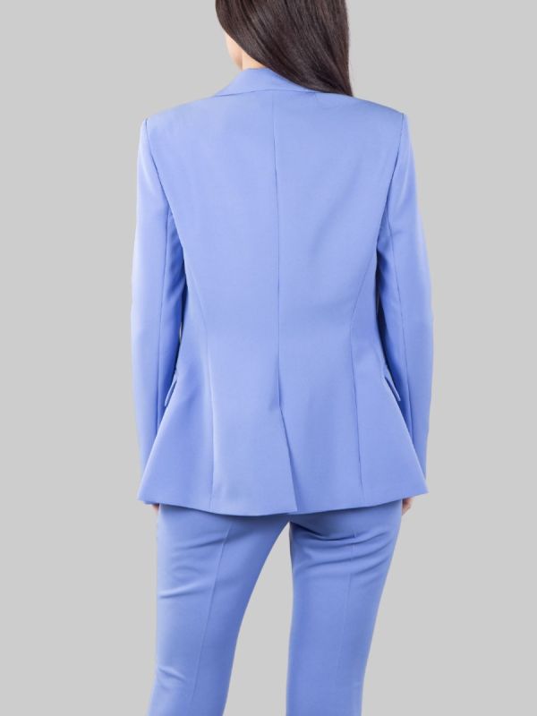 GIACCA MONOPETTO BLU PERVINCA CON BOTTONE GIOIELLO